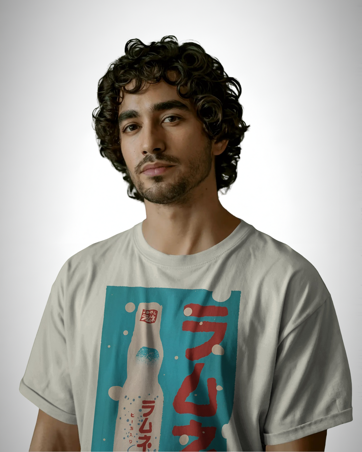 fizz Pop, offwhite color, men wearing, front side, printed-shirt
