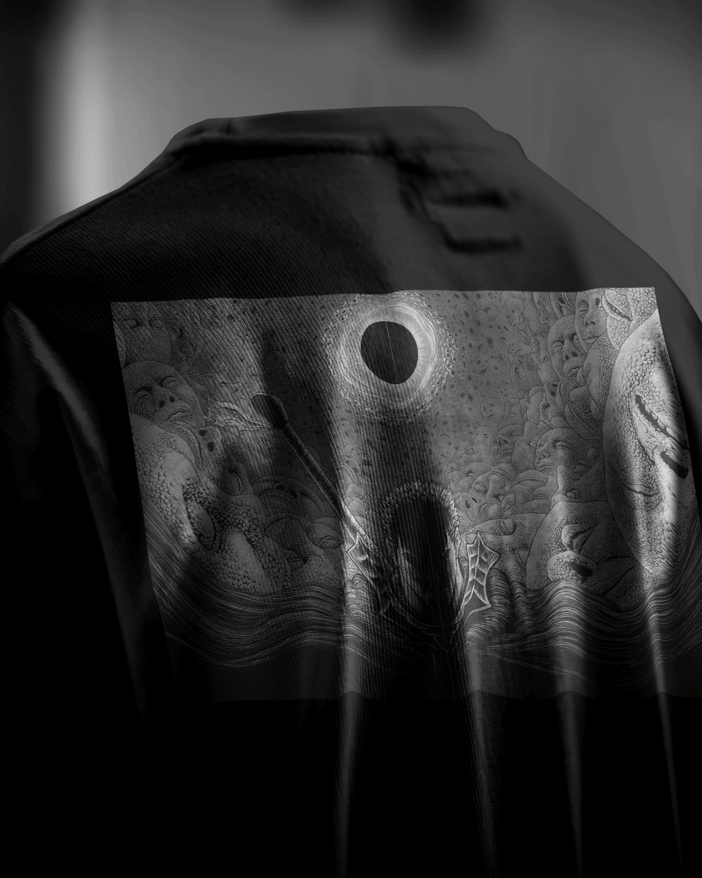 Berserk Eclipse Requeim,back view, black color, oversized t-shirt, graphic printed t-shirt.