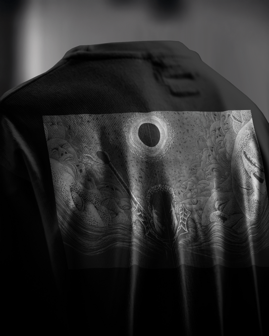 Berserk Eclipse Requeim,back view, black color, oversized t-shirt, graphic printed t-shirt.