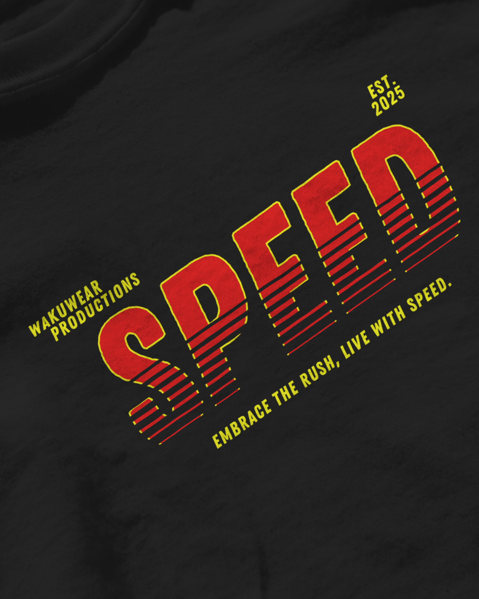 Built For Speed, black color, front side, closeup, oversized t-shirt, printed t-shirt.