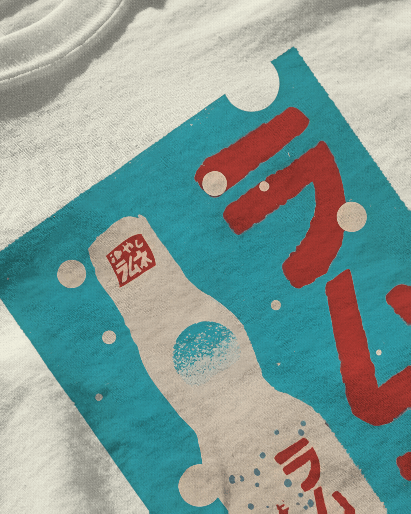 Fizz Pop, white color, close up, front side, printed t-shirt.