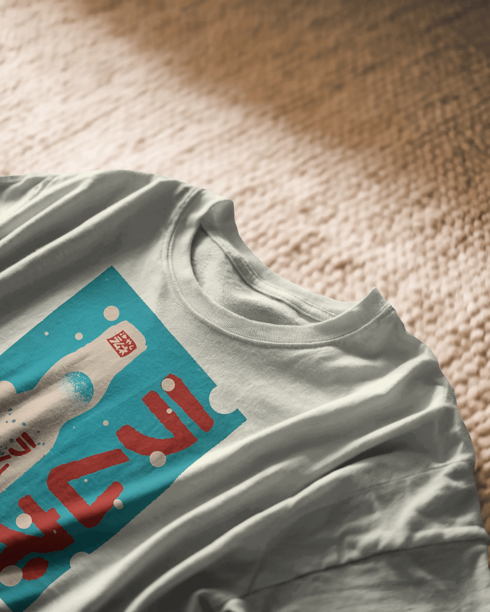 Fizz Pop, white color, on carpet, front side, printed t-shirt