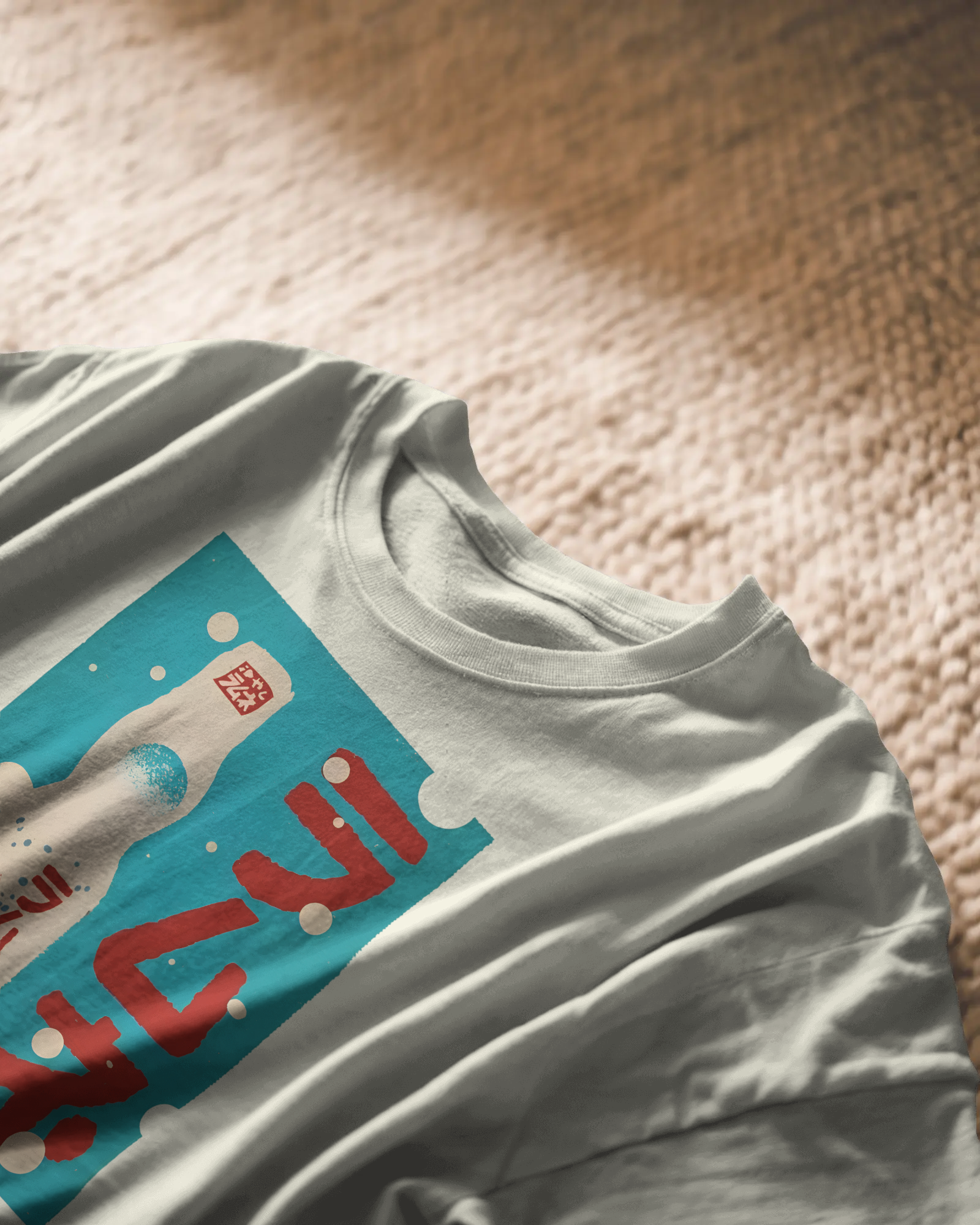 Fizz Pop, white color, on carpet, front side, printed t-shirt