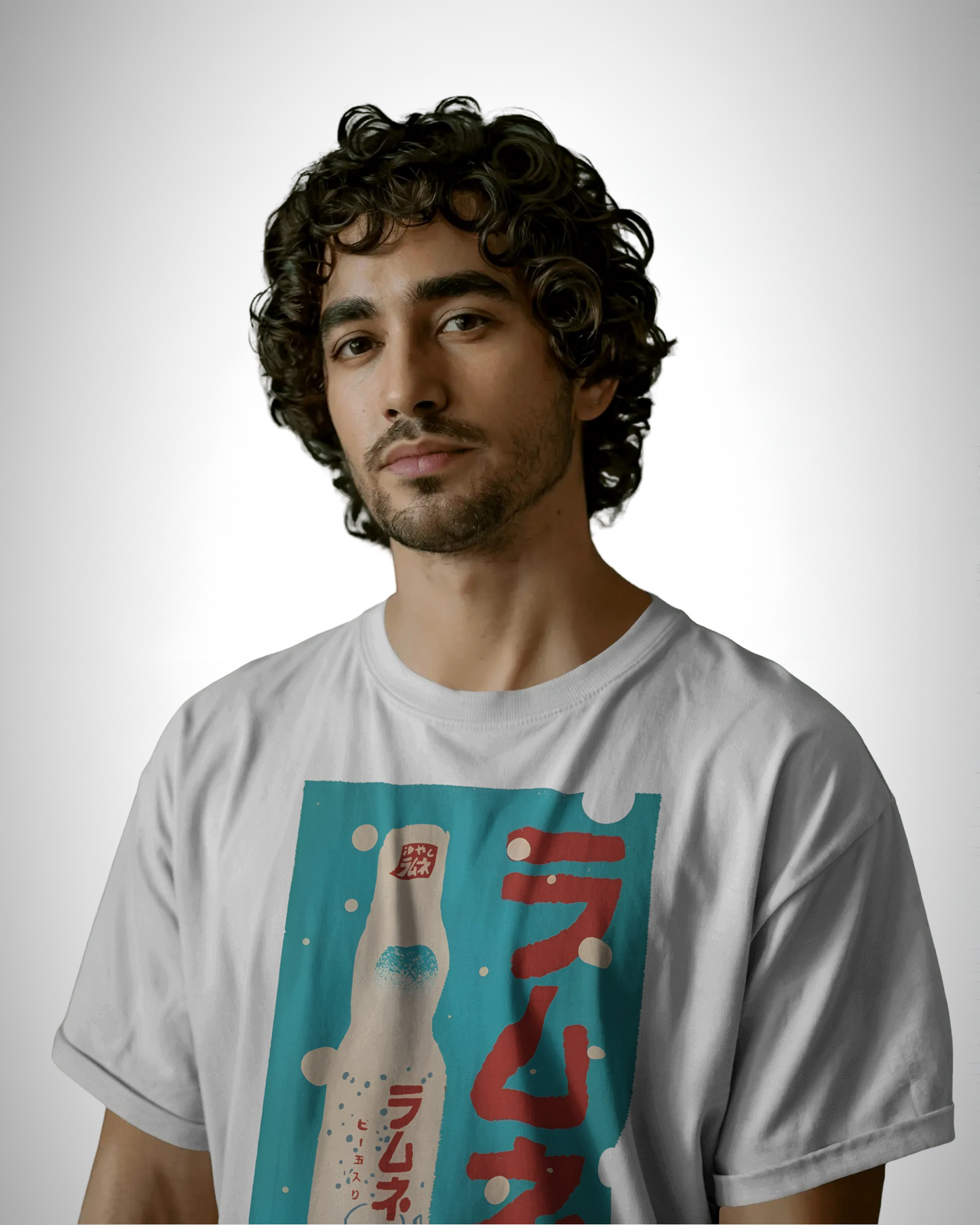 Fizz Pop, white color, men wearing, front side, oversized printed t-shirt