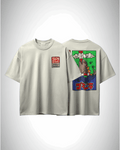 Godzilla Horrinen, front and back design, offwhite color, oversized t-shirt, graphic printed t-shirt.