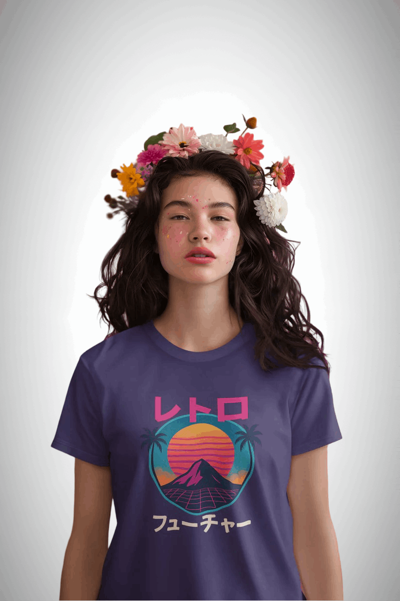 Neon Rebirth: Retro Future | Graphic Printed T-shirt
