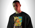 Splish Tech Fusion, black color, front side, men wearing, oversized, graphic printed t-shirt