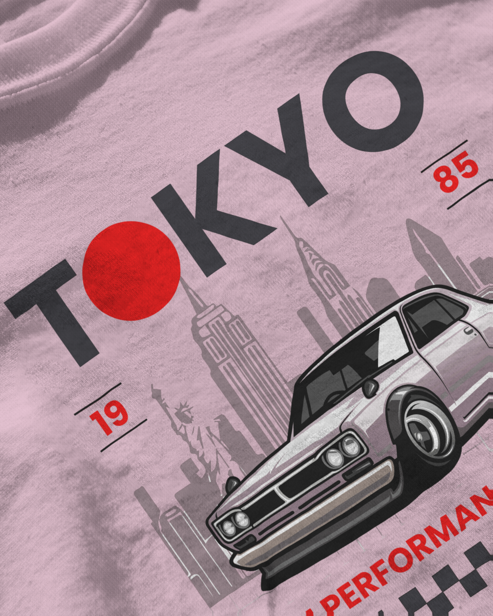 Tokyo Legend 1985, pink color, front side,  oversized graphic printed t-shirt.